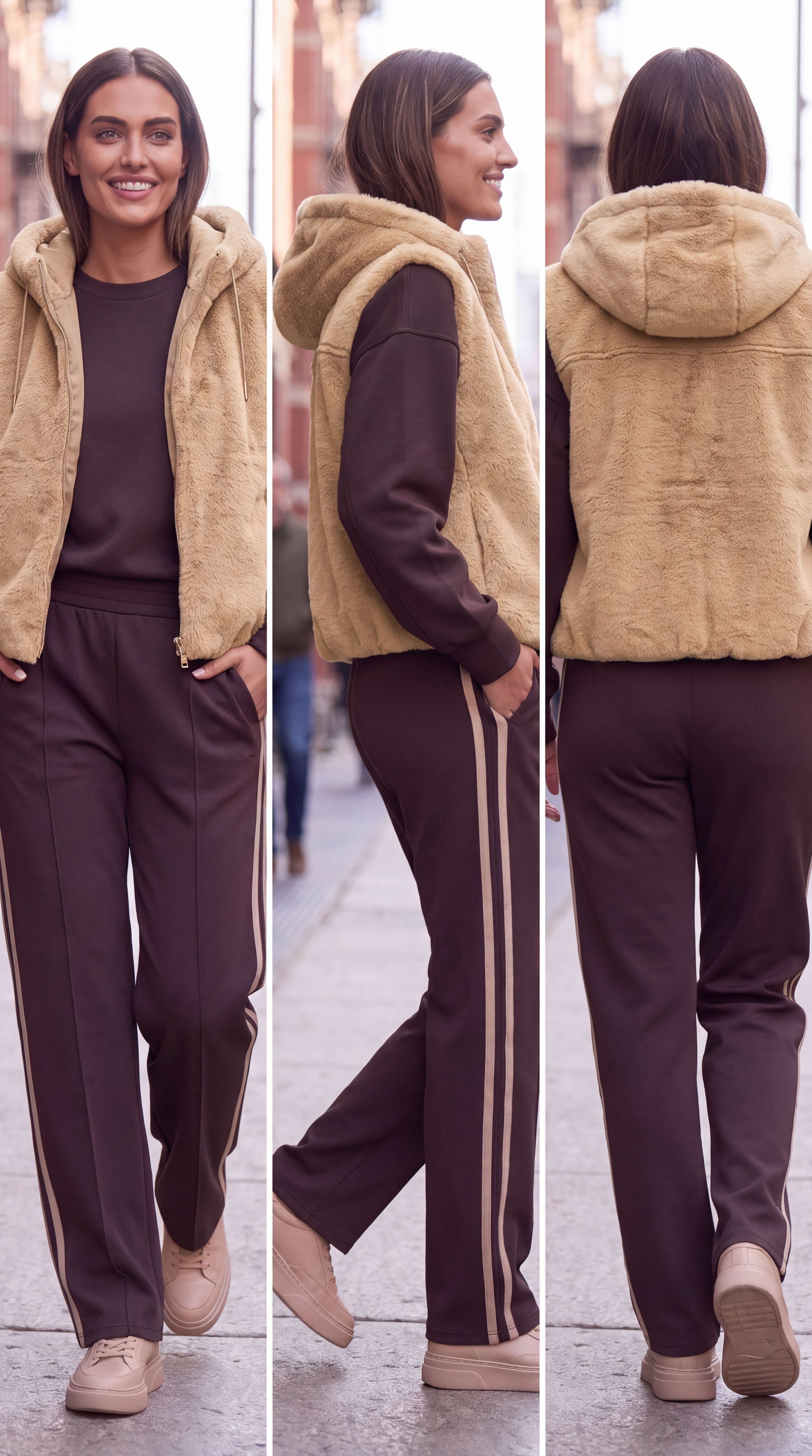 Dámska kožušinová vesta s kapucňou BROADWAY NYC FASHION ECRU - Béžová s.WEAR 2